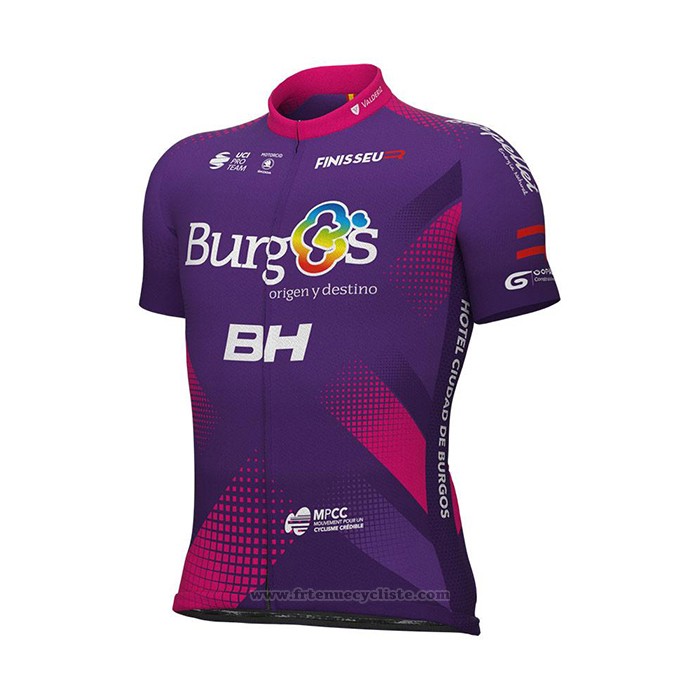 2022 Maillot Cyclisme Burgos Bh Violet Fuchsia Manches Courtes et Cuissard
